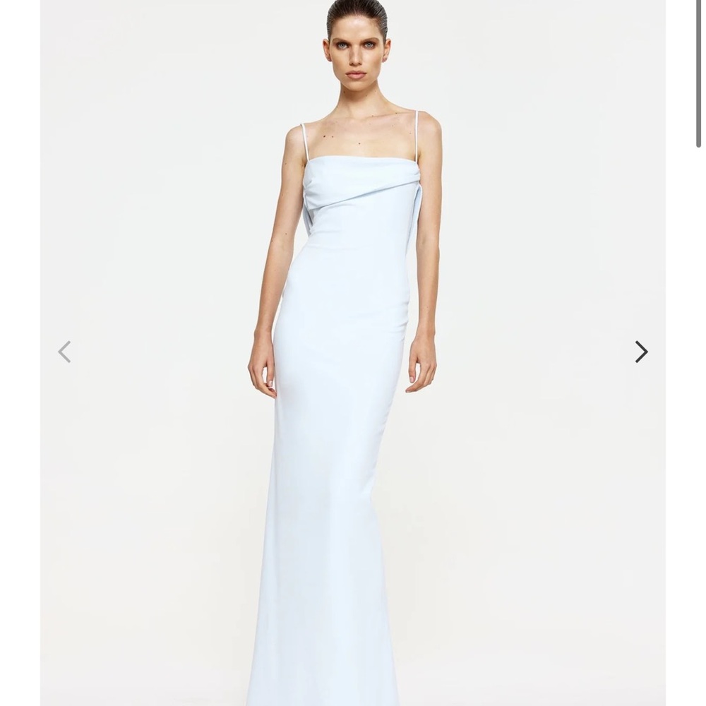 Blue Strapless Backless Sheath Dress